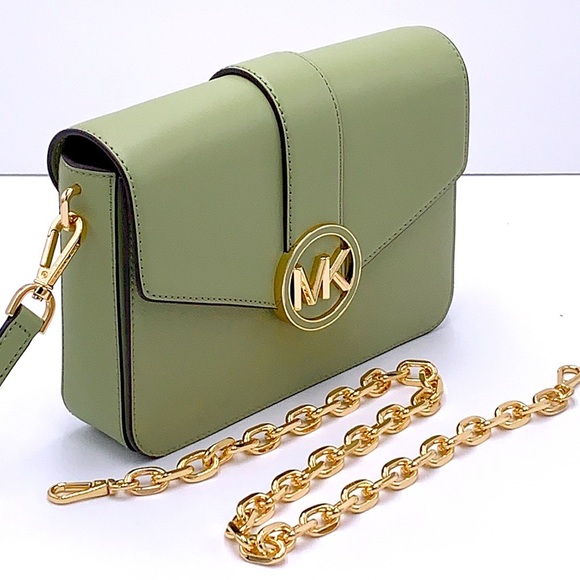 MICHAEL KORS CARMEN MEDIUM CONVERTIBLE SHOULDER BAG LIGHT SAGE COLOR - Picture 5 of 15